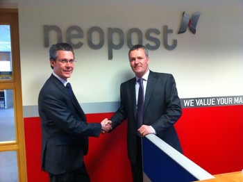 L R Duncan Groom (PFE) is officially welcomed by Cathal O'Boyle MD Neopost Ireland